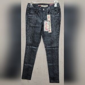 Grane Women Snakeskin Denim Skinny Jeans, Dark Gray/silver, Size 3 Regular, NWT
